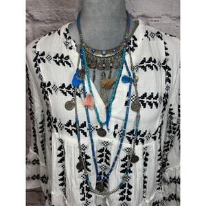 NWT bohemian mutistrand artsy medallion necklace